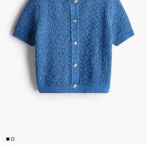 NWT H&M Blue Textured Short-Sleeve Cardigan